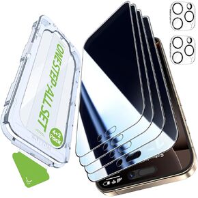 iGluz 4+2 Pack for iPhone 13 Pro Max Privacy Screen Protector with Camera Lens Protector,9H+Tempered Glass[12FT Military Grade Shatterproof& 100% Anti Spy],3D Micro-Curved Edges[Longest Durable]