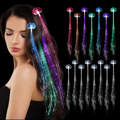 15 Pack Led Light Up Fairy Hair Accessories Braid Extension Clips for Women Girls, Glow in the Dark Party Favors Supplies Neon Rave Accessories Wig for Festival Halloween Christmas Birthday in Saudi Arabia