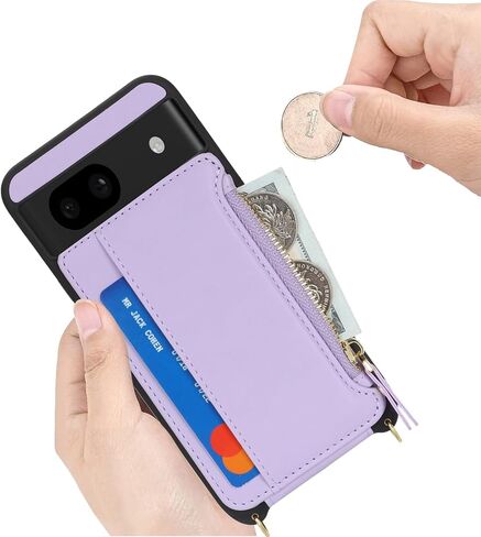 Cavor for Google Pixel 8 Pro Case Wallet مع حزام ، Pixel 8 Pro Leather Zipper Pocket Card Case - Leopard White in Saudi Arabia