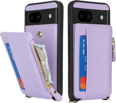 Cavor for Google Pixel 8 Pro Case Wallet مع حزام ، Pixel 8 Pro Leather Zipper Pocket Card Case - Leopard White in Saudi Arabia
