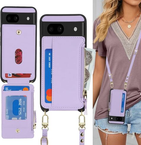 Cavor for Google Pixel 8 Pro Case Wallet مع حزام ، Pixel 8 Pro Leather Zipper Pocket Card Case - Leopard White in Saudi Arabia
