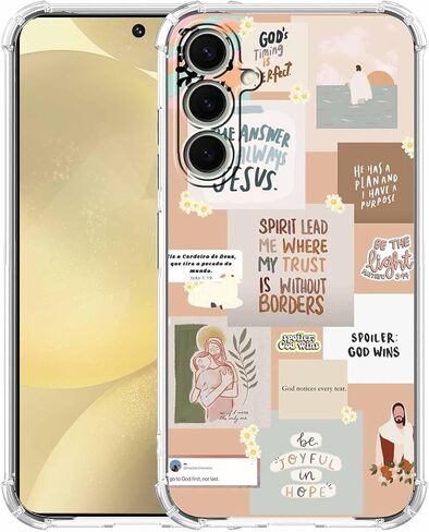 قضية Galaxy S24 مع تصميم اقتباسات مسيحية ، ونمط آية يسوع الله الكتاب المقدس ، واضحة ناعمة الصدمات TPU ، 6.2 "(كريستيان ، S24) in Kuwait