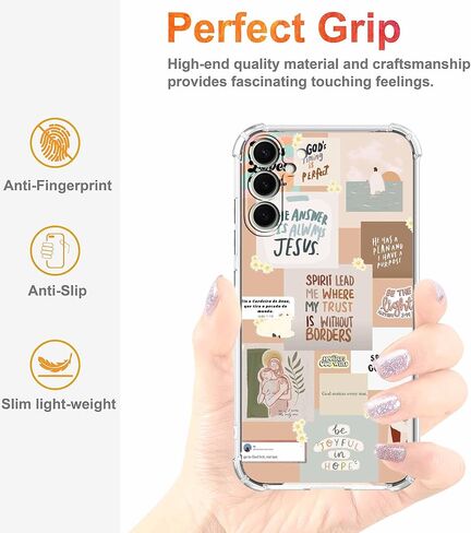 قضية Galaxy S24 مع تصميم اقتباسات مسيحية ، ونمط آية يسوع الله الكتاب المقدس ، واضحة ناعمة الصدمات TPU ، 6.2 "(كريستيان ، S24) in Kuwait