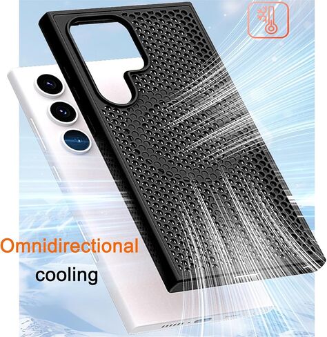 Ysnzaq Honeycomb Case for Samsung Galaxy S25 Ultra (Not S25), [Support Wireless Charging] Heat Dissipation Breathable Cooling Shockproof Protective Case for Samsung Galaxy S25 Ultra SR Black in Kuwait