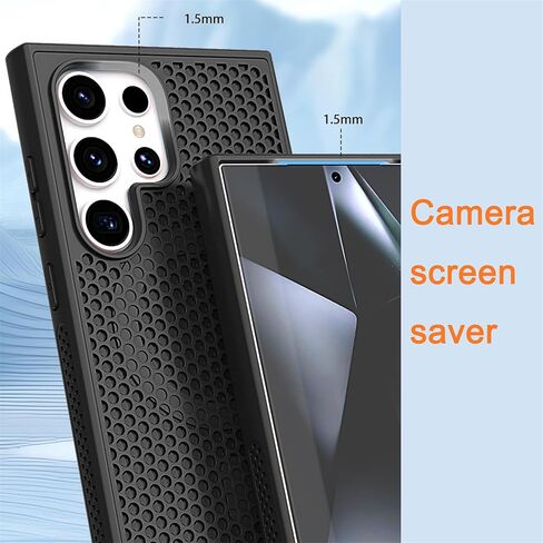 Ysnzaq Honeycomb Case for Samsung Galaxy S25 Ultra (Not S25), [Support Wireless Charging] Heat Dissipation Breathable Cooling Shockproof Protective Case for Samsung Galaxy S25 Ultra SR Black in Kuwait
