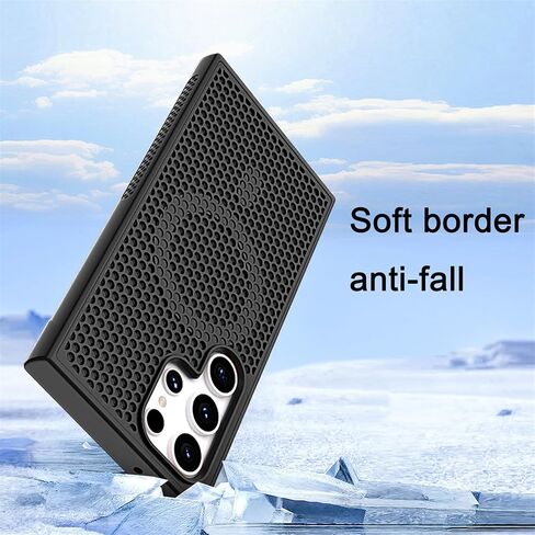 Ysnzaq Honeycomb Case for Samsung Galaxy S25 Ultra (Not S25), [Support Wireless Charging] Heat Dissipation Breathable Cooling Shockproof Protective Case for Samsung Galaxy S25 Ultra SR Black in Kuwait