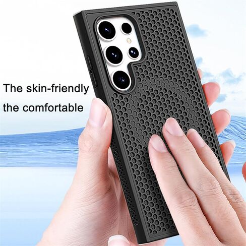 Ysnzaq Honeycomb Case for Samsung Galaxy S25 Ultra (Not S25), [Support Wireless Charging] Heat Dissipation Breathable Cooling Shockproof Protective Case for Samsung Galaxy S25 Ultra SR Black in Kuwait