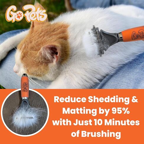 Gopets deseshedding & dematting مشط للكلاب ، وفرشاة القطط ، وفرشاة تحطيم للسرقة ، والتشابك ، والسكان ، وشفرات الفولاذ المقاوم للصدأ ، ومقبض مريح ، مثالي لجميع أنواع السلالات وأنواع المعطف in Kuwait