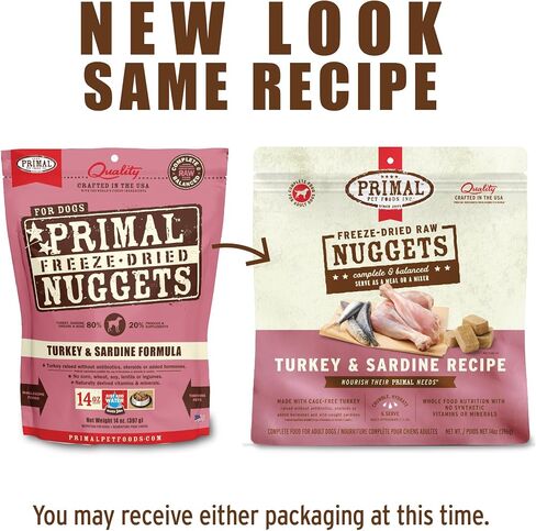 Primal Freeze Dried Dog Food Nuggets, Chicken; Complete Balanced Meal, Topper or Treat; Premium, Healthy, Grain Free, High Protein Raw Dog Food, 14 oz in Kuwait
