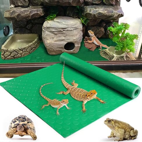 Bearded Dragon Tank Accessories, Reptile Terrarium Carpet Substrate for Leopard Gecko, Lizard, Iguana, Snake, Tortoise, Non-Adhesive Reptile Habitat Bedding(Black 79inch) in Kuwait