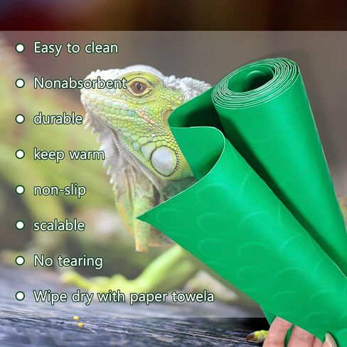 Bearded Dragon Tank Accessories, Reptile Terrarium Carpet Substrate for Leopard Gecko, Lizard, Iguana, Snake, Tortoise, Non-Adhesive Reptile Habitat Bedding(Black 79inch) in Kuwait