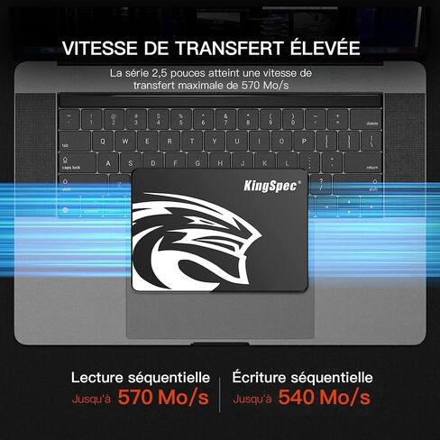 KingSpec 2TB 2.5" SATA SSD, SATA III 6Gb/s Internal Solid State Drive - 3D NAND Flash TLC, Compatible with Desktop/Laptop/All-in-one in Kuwait