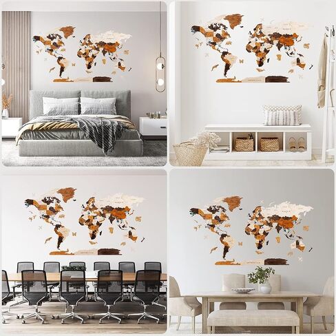 HYPERI Multilayered 3D Wooden World Map Wall Decor, Wood Art Wall Decor, Mapa Mundi Para Pared, World Maps and Push Pins, Christmas, Valentine's Day Gifts For Dad, Mom, Boss, Husband, Wife (Large) in Saudi Arabia