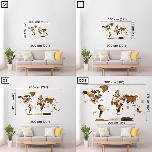 HYPERI Multilayered 3D Wooden World Map Wall Decor, Wood Art Wall Decor, Mapa Mundi Para Pared, World Maps and Push Pins, Christmas, Valentine's Day Gifts For Dad, Mom, Boss, Husband, Wife (Large) in Saudi Arabia