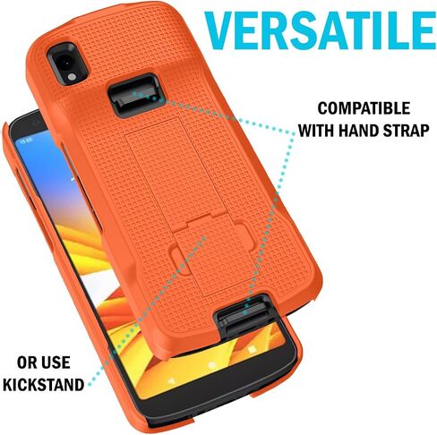 CASE + COSTRAP LOCK COMBO لـ ZEBRA TC22 TC27 ماسحة الكمبيوتر المحمولة ، غلاف واقي الصدفة الصلب NAKEDCELLPHOND مع Kickstand - Black in Kuwait
