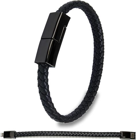 Leather Bracelet Charger USB Charging Cable Braided Cords USB Portable Travel Charger for Mens Womens Compatible withiPhone 14/13/12/11 pro XS MAX(for iPhone, S(7'87'')) in Saudi Arabia