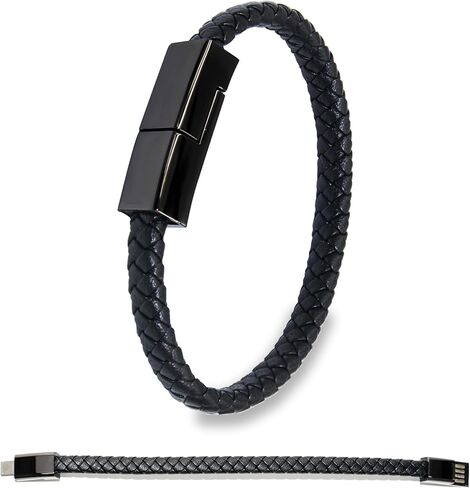 Leather Bracelet Charger USB Charging Cable Braided Cords USB Portable Travel Charger for Mens Womens Compatible withiPhone 14/13/12/11 pro XS MAX(for iPhone, S(7'87'')) in Saudi Arabia