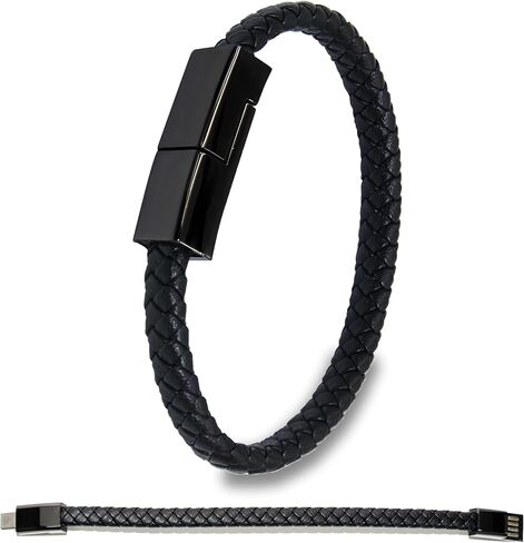 Leather Bracelet Charger USB Charging Cable Braided Cords USB Portable Travel Charger for Mens Womens Compatible withiPhone 14/13/12/11 pro XS MAX(for iPhone, S(7'87'')) in Saudi Arabia
