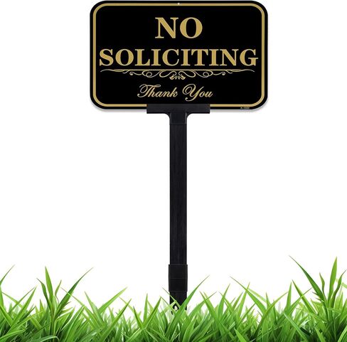 Large No Soliciting Sign With Stake, 14x10 Inch/37 Inch Long Adjustable Height,Metal Aluminum Signs Outdoor No Soliciting Yard Signs for House/Front Door and Business in Saudi Arabia
