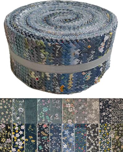 40 Strip Jelly Roll Fabric Strips for Sewing, 100% Cotton Fabric for Quilting Crafting, Precut Fabric Bundles, Patchwork Precut Quilt Squares-2.5" x 44" Green Forest in Saudi Arabia