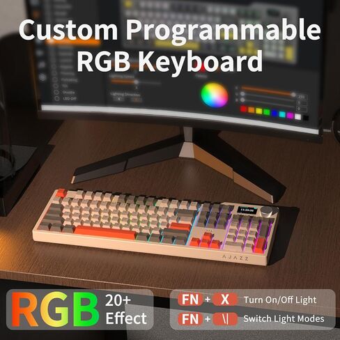NACODEX AK35I V3 104 KEYS RGB GASKT MOUNT MATTER Mechanical Keyboard | مذهلة 8000mAh Bluetooth /2.4g /سلكية ألعاب لوحة مفاتيح مخصصة مع خمس طبقة وسادة | التحكم في المقبض | ملف تعريف الكرز pbt keycaps in Saudi Arabia