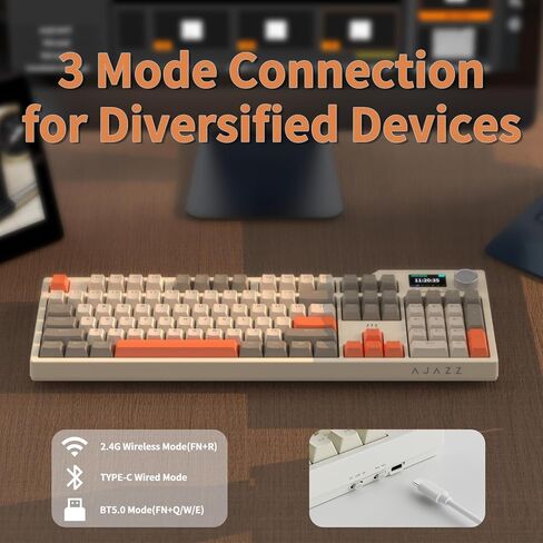 NACODEX AK35I V3 104 KEYS RGB GASKT MOUNT MATTER Mechanical Keyboard | مذهلة 8000mAh Bluetooth /2.4g /سلكية ألعاب لوحة مفاتيح مخصصة مع خمس طبقة وسادة | التحكم في المقبض | ملف تعريف الكرز pbt keycaps in Saudi Arabia