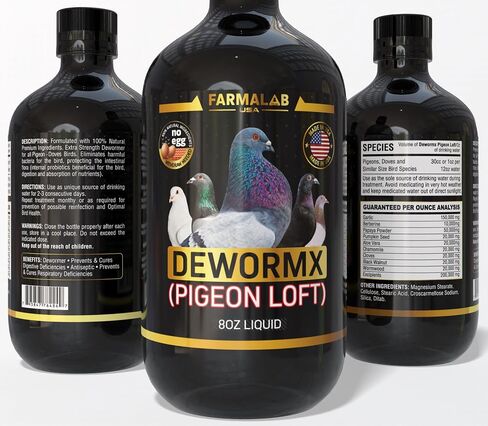Farmalab Natural Dewormer No Withdraw Hens, Ducks, Roosters, Turkeys, Goose, Parakeets, Cockatiels, Lovebirds, Finches, Quakers, Pigeons, Palomas, Buchones, All Baby Chicks (8oz, Poultry Farm) in Saudi Arabia