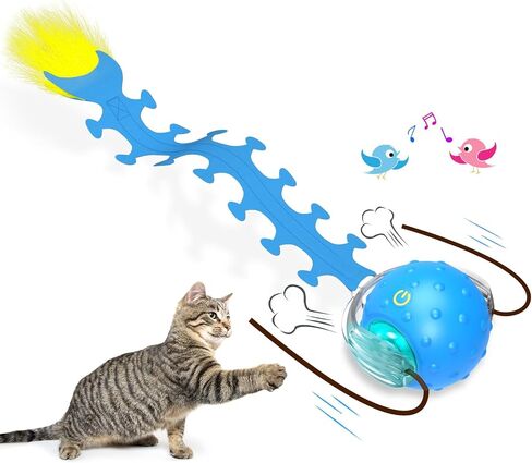 Interactive Cat Toys Ball for Indoor Cats Fast Rolling on Carpet, Chirping & Motion Activate Cat Toys (Red) in Saudi Arabia