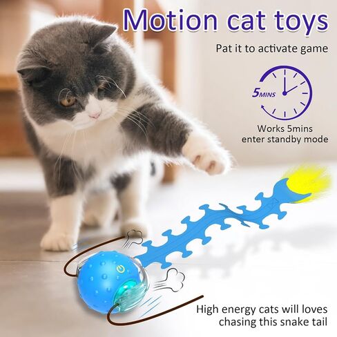 Interactive Cat Toys Ball for Indoor Cats Fast Rolling on Carpet, Chirping & Motion Activate Cat Toys (Red) in Saudi Arabia