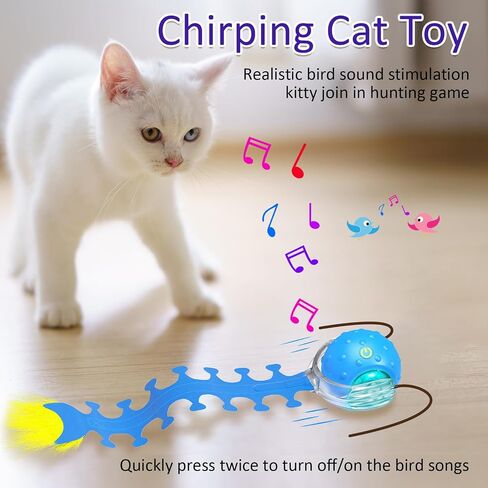 Interactive Cat Toys Ball for Indoor Cats Fast Rolling on Carpet, Chirping & Motion Activate Cat Toys (Red) in Saudi Arabia