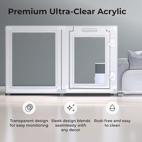 Clear Acrylic Plastic Dog Playpen Indoor,for Puppy Cat Rabbit Ferret Transparent Pet Pen,Easy Assemble Enclosure,Preferable for Small Dogs (12 Panels (White)) in Saudi Arabia