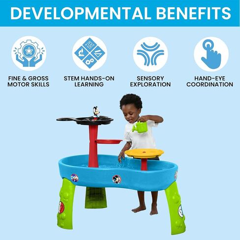Spidey and His Amazing Friends Water Table by Delta Children| 3-Tier Water Play Table with 9-Piece Toy Set | Water Sensory Table + Summer Beach Toys for Outside Backyard for Toddlers Ages 2+, Blue in Saudi Arabia