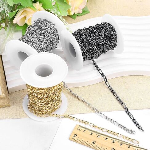 uxcell 16.4Feet Aluminum Link Chain, Link Cable Chain Twist Oval Plated Chain Bulk Craft Jewelry Making Chain Roll for DIY Necklaces Bracelets Anklets, 7x5x1.4mm, 3:1(S:L), Silver in Saudi Arabia