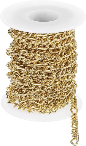 uxcell 16.4Feet Aluminum Link Chain, Link Cable Chain Twist Oval Plated Chain Bulk Craft Jewelry Making Chain Roll for DIY Necklaces Bracelets Anklets, 7x5x1.4mm, 3:1(S:L), Silver in Saudi Arabia