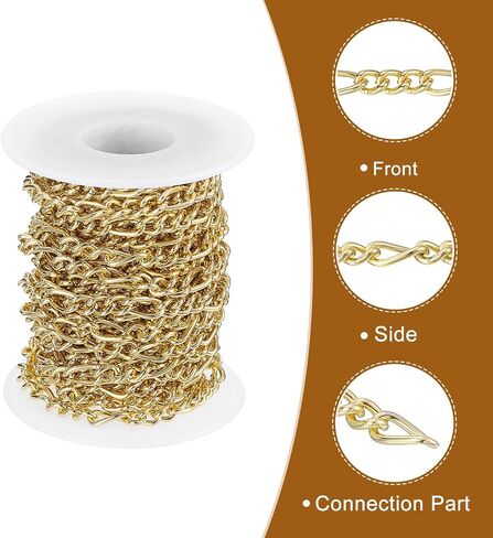 uxcell 16.4Feet Aluminum Link Chain, Link Cable Chain Twist Oval Plated Chain Bulk Craft Jewelry Making Chain Roll for DIY Necklaces Bracelets Anklets, 7x5x1.4mm, 3:1(S:L), Silver in Saudi Arabia