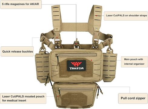 yakeda tactical stest mini stest مع حقيبة مجلة قابلة للتعديل قابلة للضبط للليزر سترة صدر molle molle in Kuwait