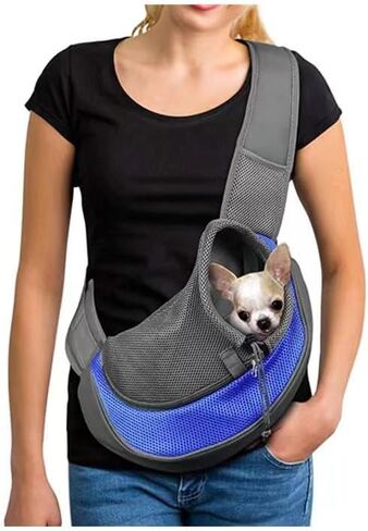 Dog Sling Carrier Puppy Carrier Purse with Storage Pocket,Hand Free Adjust Mesh Sling Bag for Cat Kitty,Crossbody Satchel Purse for Outdoor Travel Safety Harness（up to 10 lbs） (Grey, Medium) in Saudi Arabia