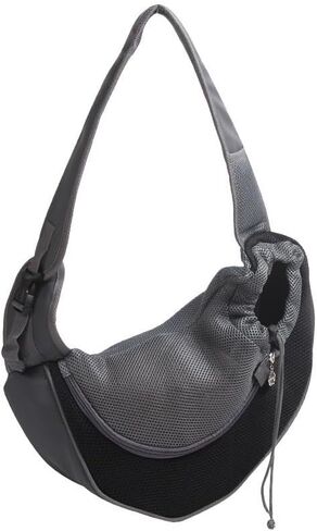 Dog Sling Carrier Puppy Carrier Purse with Storage Pocket,Hand Free Adjust Mesh Sling Bag for Cat Kitty,Crossbody Satchel Purse for Outdoor Travel Safety Harness（up to 10 lbs） (Grey, Medium) in Saudi Arabia
