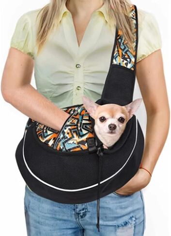 Dog Sling Carrier Puppy Carrier Purse with Storage Pocket,Hand Free Adjust Mesh Sling Bag for Cat Kitty,Crossbody Satchel Purse for Outdoor Travel Safety Harness（up to 10 lbs） (Grey, Medium) in Saudi Arabia