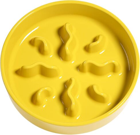 Ceramic Slow Feeder Dog Bowls Small Breed, 0.5 Cups Dog Food Dish for Fast Eaters, Puzzle Bowl for Small Dogs and Cats, 5.5 Inch-Blue in Saudi Arabia