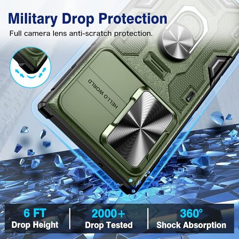 حافظة VEGO لهاتف Galaxy S24 Ultra مع مسند وغطاء كاميرا منزلق وحافظة متينة بمشبك حزام لكامل الجسم تم اختبارها ضد السقوط لهاتف Samsung Galaxy S24 Ultra 6.8 بوصة (إصدار جديد 2024) - أسود in Kuwait