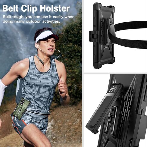 حافظة VEGO لهاتف Galaxy S24 Ultra مع مسند وغطاء كاميرا منزلق وحافظة متينة بمشبك حزام لكامل الجسم تم اختبارها ضد السقوط لهاتف Samsung Galaxy S24 Ultra 6.8 بوصة (إصدار جديد 2024) - أسود in Kuwait