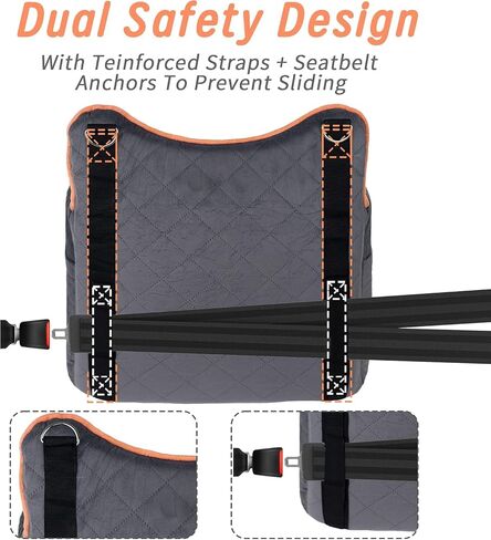 Dog Car Set for Small Dogs, Detachable Washable Dog Booster Car Seats with Storage Pockets, Soft Cushion and Secure Straps, Clip-On Leash Portable Pet Puppy Travel Carrier Carseat Bed, Grey in Saudi Arabia