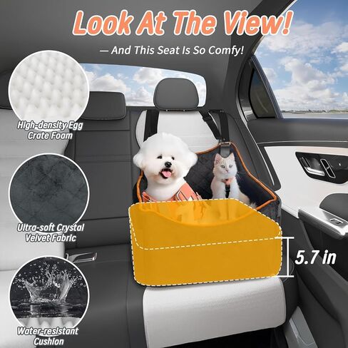 Dog Car Set for Small Dogs, Detachable Washable Dog Booster Car Seats with Storage Pockets, Soft Cushion and Secure Straps, Clip-On Leash Portable Pet Puppy Travel Carrier Carseat Bed, Grey in Saudi Arabia