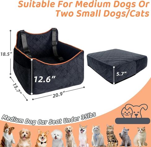 Dog Car Set for Small Dogs, Detachable Washable Dog Booster Car Seats with Storage Pockets, Soft Cushion and Secure Straps, Clip-On Leash Portable Pet Puppy Travel Carrier Carseat Bed, Grey in Saudi Arabia