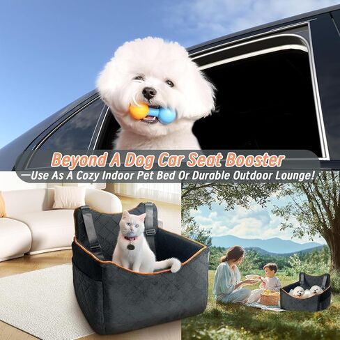 Dog Car Set for Small Dogs, Detachable Washable Dog Booster Car Seats with Storage Pockets, Soft Cushion and Secure Straps, Clip-On Leash Portable Pet Puppy Travel Carrier Carseat Bed, Grey in Saudi Arabia