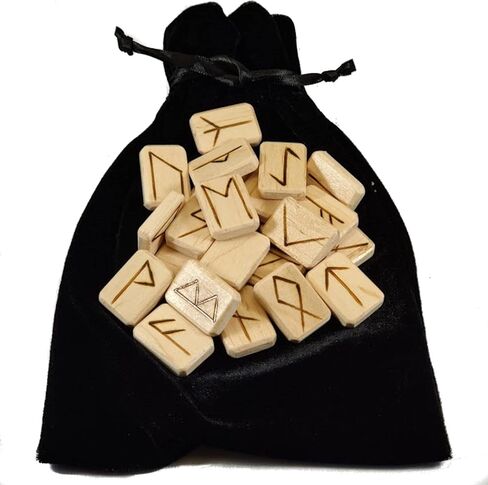 Wooden Runes Set Cedar with Carved Elder Furthark Alphabet Viking Runes for Divination and Healing… (Cedar) in Saudi Arabia