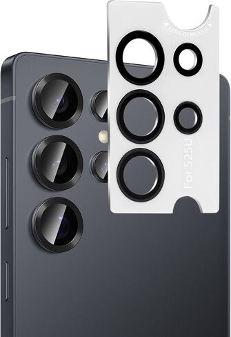 SPARIN Camera Lens Screen Protector for Samsung Galaxy S25 Ultra - Easy Installation, Individual Ultra-Thin Tempered Glass with Aluminum Metal Circle, Case Friendly, 1 Set, Black in Saudi Arabia