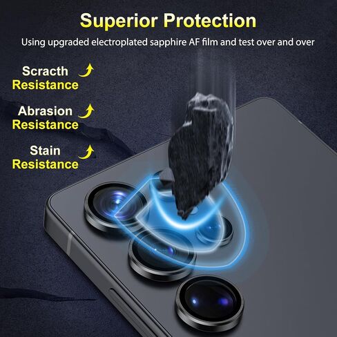 SPARIN Camera Lens Screen Protector for Samsung Galaxy S25 Ultra - Easy Installation, Individual Ultra-Thin Tempered Glass with Aluminum Metal Circle, Case Friendly, 1 Set, Black in Saudi Arabia