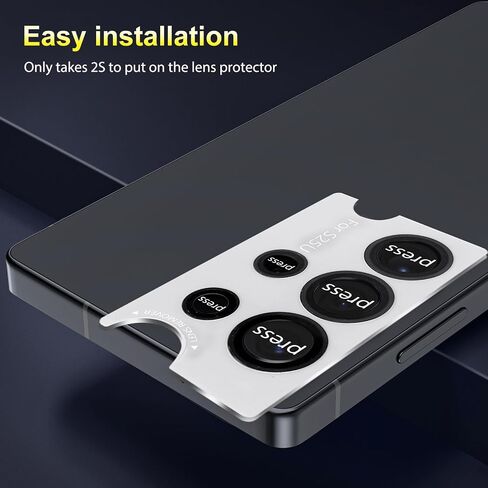 SPARIN Camera Lens Screen Protector for Samsung Galaxy S25 Ultra - Easy Installation, Individual Ultra-Thin Tempered Glass with Aluminum Metal Circle, Case Friendly, 1 Set, Black in Saudi Arabia